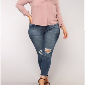 Dark denim ankle jeans